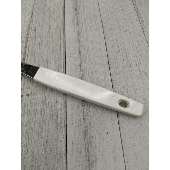 Maynard Stainless Serving Slotted Spoon  11" Vintage White Handle - Picture 2 of 6